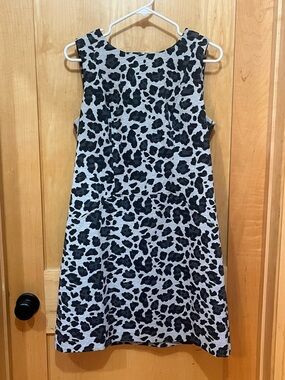Vince Camuto Sleeveless Black and Gray Leopard Print Shift Dress
